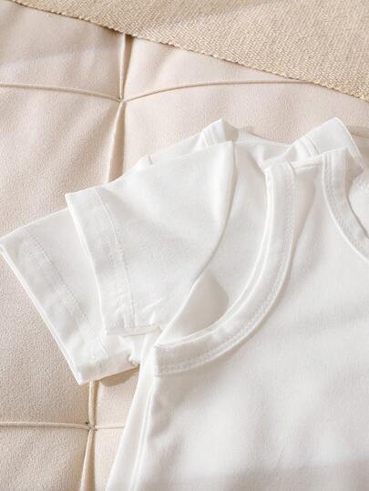 SHEIN 6 قطع طقم ملابس علوية وشورت للأطفال الصبيان بألوان سادة مريحة