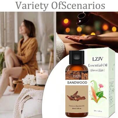 LZJV 100مل/30مل زيت أساسي من الصندل - عطر الصندل، مناسب لصناعة الشموع، جهاز تبخير المنزل، زيت عطري طويل الأمد | زيت عطري | رائحة دافئة غنية | هدية عيد، العناية بالجلد، منعش الهواء للسيارة