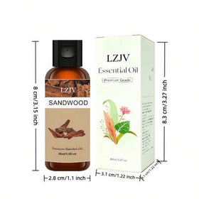 LZJV 100مل/30مل زيت أساسي من الصندل - عطر الصندل، مناسب لصناعة الشموع، جهاز تبخير المنزل، زيت عطري طويل الأمد | زيت عطري | رائحة دافئة غنية | هدية عيد، العناية بالجلد، منعش الهواء للسيارة