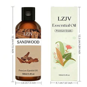 LZJV 100مل/30مل زيت أساسي من الصندل - عطر الصندل، مناسب لصناعة الشموع، جهاز تبخير المنزل، زيت عطري طويل الأمد | زيت عطري | رائحة دافئة غنية | هدية عيد، العناية بالجلد، منعش الهواء للسيارة