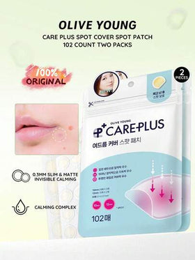 Olive Young صندوقان من بقع علاج حب الشباب Care Plus، 102 قطعة، ملصقات للوجه، العناية الكورية بالبشرة، مستحضرات التجميل الكورية