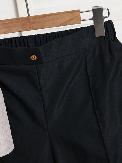 SHEIN طقم قميص وشورت كاجوال بياقة V للمراهقين، قصير الأكمام، مريح، عصري، متعدد الاستخدامات، قماش ناعم، مناسب للارتداء اليومي، المدرسة، الخروجات، مهرجانات الموسيقى، العطلات، عطلات الشاطئ، الصيف، الربيع/الصيف