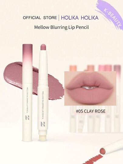 HOLIKA HOLIKA قلم تحديد شفاه ناعم ماتي 05 CLAY ROSE، متعدد الاستخدامات، يمكن استخدامه كقلم تحديد شفاه أو ظل عيون أو أحمر خدود، ملمس ناعم وقشدي، سهل الامتزاج، مناسب للمكياج اليومي، مكياج شفاه متدرج، لون شفاه كامل، مكياج كوري، مستحضرات تجميل كورية، 1.3 جرام