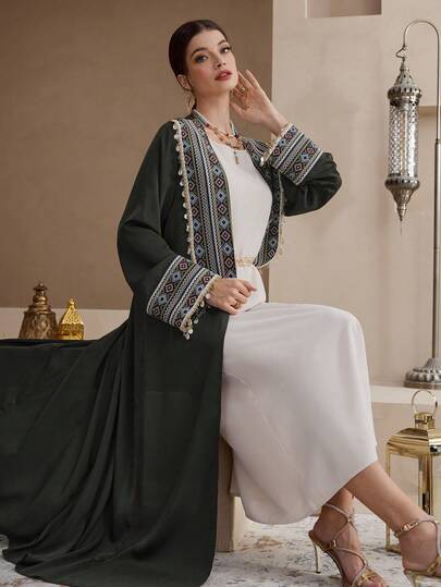 Al Najma رمضان عباءة نسائية فضفاضة بأسلوب عربي، موسم الربيع/الصيف