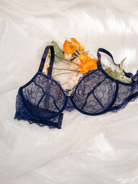 SHEIN 6 قطع مجموعة صدرية نسائية كبيرة الحجم مع تنجيد وتطريز دانتيل