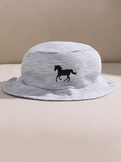 SHEIN Playful Pals مجموعة من 3 قطع للرضيع الصبي: بوديسوت كاجوال بفتحة الكتف بطبعة الحصان الأسود، وبنطلون بخصر مطاطي مطابق وقبعة بطبعة الحصان، مجموعة رمادية من 3 قطع، تصميم بسيط وأنيق، بوديسوت رضيع، مجموعة بوديسوت رضيع، مجموعة من 3 قطع للرضيع الصبي، مقاس م