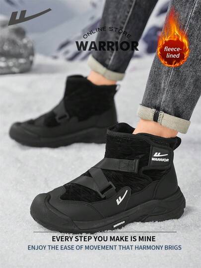 WARRIOR بوت ثلج مريحة بطراز الشارع للرجال، بوت جري مريحة للخريف والشتاء، بوت رياضية كاجوال أنيقة وبسيطة مناسبة للارتداء طوال العام، مقاومة للتآكل والارتداء اليومي، بوت تدريب مبطنة بطبقة دافئة