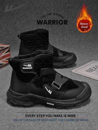 WARRIOR بوت ثلج مريحة بطراز الشارع للرجال، بوت جري مريحة للخريف والشتاء، بوت رياضية كاجوال أنيقة وبسيطة مناسبة للارتداء طوال العام، مقاومة للتآكل والارتداء اليومي، بوت تدريب مبطنة بطبقة دافئة