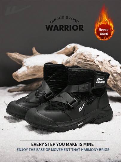 WARRIOR بوت ثلج مريحة بطراز الشارع للرجال، بوت جري مريحة للخريف والشتاء، بوت رياضية كاجوال أنيقة وبسيطة مناسبة للارتداء طوال العام، مقاومة للتآكل والارتداء اليومي، بوت تدريب مبطنة بطبقة دافئة
