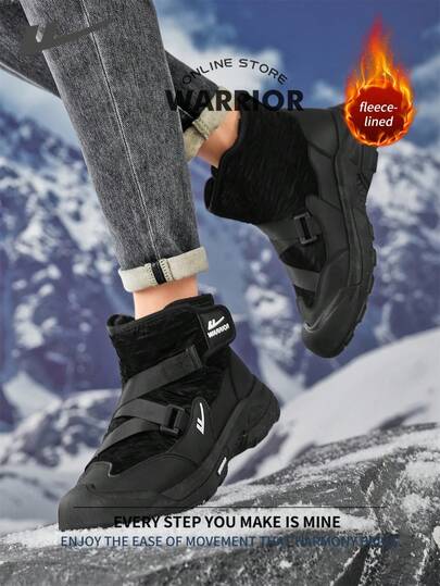 WARRIOR بوت ثلج مريحة بطراز الشارع للرجال، بوت جري مريحة للخريف والشتاء، بوت رياضية كاجوال أنيقة وبسيطة مناسبة للارتداء طوال العام، مقاومة للتآكل والارتداء اليومي، بوت تدريب مبطنة بطبقة دافئة