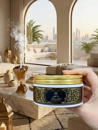 1 علبة 80 جرام بخور عربي - مصنوع من مكونات عالية الجودة، عطر طويل الأمد، مناسب كهدايا للصلاة والتأمل والاسترخاء وديكور المنزل وشهر رمضان والكريسماس وعيد الهالوين ومناسبات أخرى