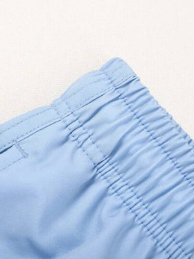 Manfinity Swimmode شورت كاجوال فضفاض بخصر مطاطي وسحاب للرجال، بتصميم شريطي متباين، شورتات سباحة صيفية للرجال، ملابس سباحة رجالية مثيرة، بدلة سباحة رجالية