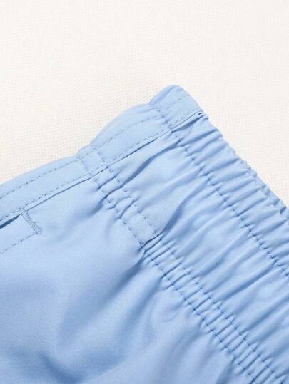 Manfinity Swimmode شورت كاجوال فضفاض بخصر مطاطي وسحاب للرجال، بتصميم شريطي متباين، شورتات سباحة صيفية للرجال، ملابس سباحة رجالية مثيرة، بدلة سباحة رجالية
