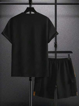 Manfinity Homme طقم تيشيرت كاجوال وشورت بحبل للرجال