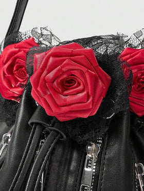 ROMWE Goth حقيبة يد نسائية بتصميم زهري ثلاثي الأبعاد، عصرية وشاملة للتسوق اليومي والسفر