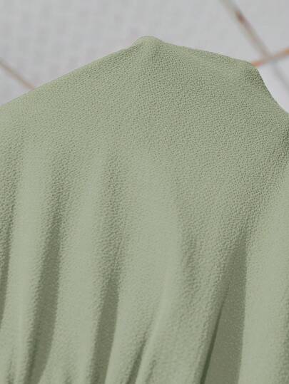SHEIN Clasi جمبسوت أنيقة للنساء بياقة مستديرة وحزام الخصر وساق واسعة