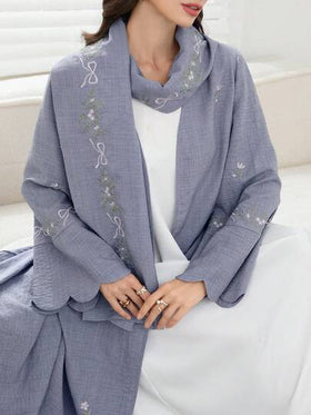 Yasmyna عباءة نسائية أنيقة بأكمام من الدانتيل فضفاضة