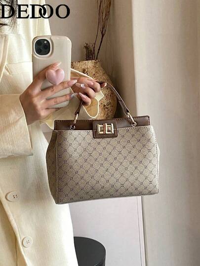 Dedoo حقيبة يد عكسية بطراز أوروبي عتيق عصري للنساء، مصنوعة من مواد مقاومة للخدش مطبوعة حسب الطلب، مناسبة كهدية عيد أو لأمهات متوسطات السن، تصميم سعة كبيرة يلبي احتياجات التنقل اليومي والتسوق، يمكن ارتداؤها على الكتف أو عبر الجسم، حقيبة أنيقة للتنقل