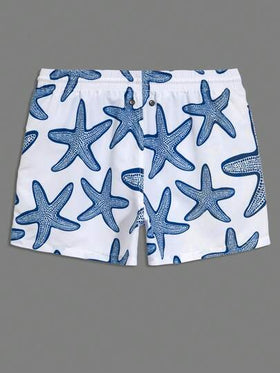 Manfinity Swimmode شورت شاطئ كاجوال مطبوع بنجمة البحر للرجال