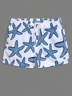 Manfinity Swimmode شورت شاطئ كاجوال مطبوع بنجمة البحر للرجال
