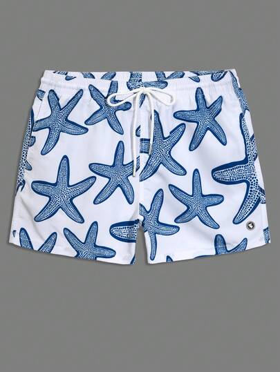 Manfinity Swimmode شورت شاطئ كاجوال مطبوع بنجمة البحر للرجال