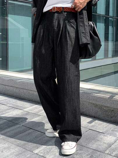 DAZY بدلة جينز صبغة واحدة للرجال، ربيع/خريف
