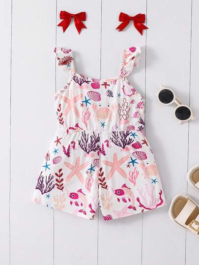 SHEIN رومبير رومبر كاجوال مضفرة مرنة بنمط كرتوني لطيف، مناسبة للصيف