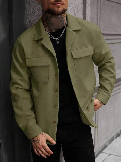 Manfinity CasualCool قميص رجالي كاجوال بأكمام راجلان ذو لون أحادي