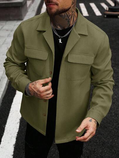 Manfinity CasualCool قميص رجالي كاجوال بأكمام راجلان ذو لون أحادي