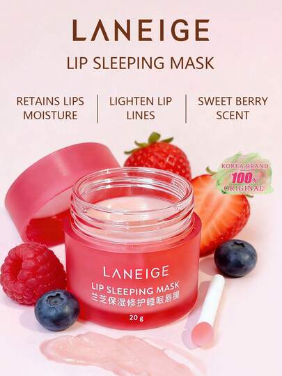 Laneige قناع نوم الشفاه بالتوت، 20 جرام، إصلاح مكثف طوال الليل، ترطيب عميق، تقليل خطوط الشفاه، تحسين الشفاه الجافة والمتقشرة. مدعم بفيتامين سي ومضادات الأكسدة لتنقية لون الشفاه. يحافظ على الرطوبة والمغذيات، ويمنع الجفاف الليلي. ملمس جيلي وردي، مرطب وغير ل