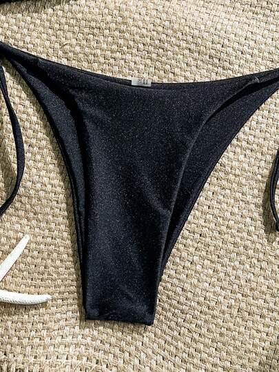 Swim Vcay بيكيني نسائي مكون من قطعتين، ملابس علوية مزين بنجمة البحر والصدف والراين، وشورت سباحة مربوط من الجانب، مجموعة بيكيني فاخرة