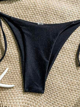 Swim Vcay بيكيني نسائي مكون من قطعتين، ملابس علوية مزين بنجمة البحر والصدف والراين، وشورت سباحة مربوط من الجانب، مجموعة بيكيني فاخرة
