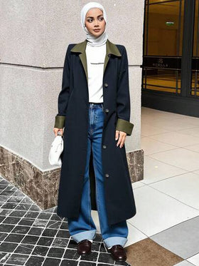 DAZY معطف نسائي كاجوال بأكمام طويلة وأزرار أمامية مع تصميم ملون