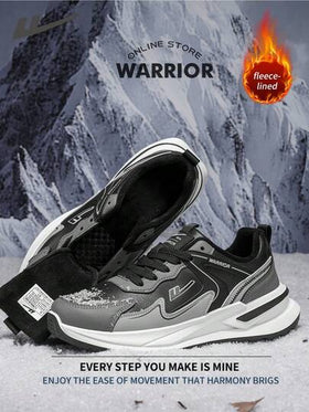 WARRIOR أحذية رياضية مريحة بطراز الشارع للرجال ذات تصميم سميك مناسبة للخريف والشتاء، أحذية جري مريحة بطراز متواضع وأنيق، أحذية رياضية قابلة للارتداء طوال العام، مقاومة للتآكل والارتداء اليومي، أحذية تدريب مبطنة بطبقة دافئة