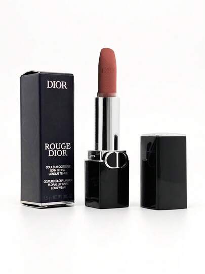 Dior #100 أحمر شفاه، ملمس مخمل، لون شاي اللوز الحليبي، أحمر شفاه مطفي طويل الأمد، بيج عاري، ملمس مخملي، حجم للسفر، 1.5 جرام/0.05 أونصة