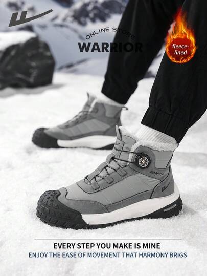 WARRIOR بوت ثلج مريحة بطراز الشارع للرجال، بوت جري مريحة للخريف والشتاء، بوت رياضية كاجوال أنيقة ومتواضعة، صالحة للارتداء طوال العام، مقاومة للتآكل والارتداء اليومي، بوت تدريب مبطنة بالحرارة