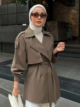 DAZY معطف كاجوال بأسلوب أعمال بلون أحادي للنساء بأكمام فضفاضة على شكل راجلان، ملابس خريفية للنساء، جاكيت