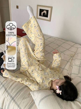 DAZY طقم بيجامة للنساء مطبوع عليه أرانب جميلة