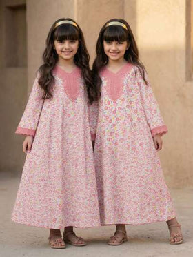 SHEIN رمضان فستان كم طويل بطبعة زهرية للفتيات المراهقات