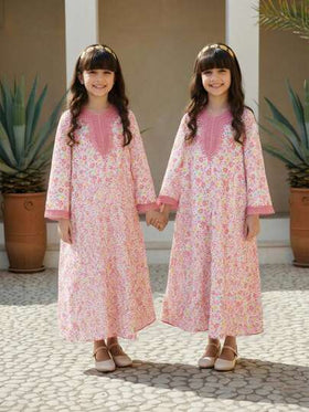 SHEIN رمضان فستان كم طويل بطبعة زهرية للفتيات المراهقات