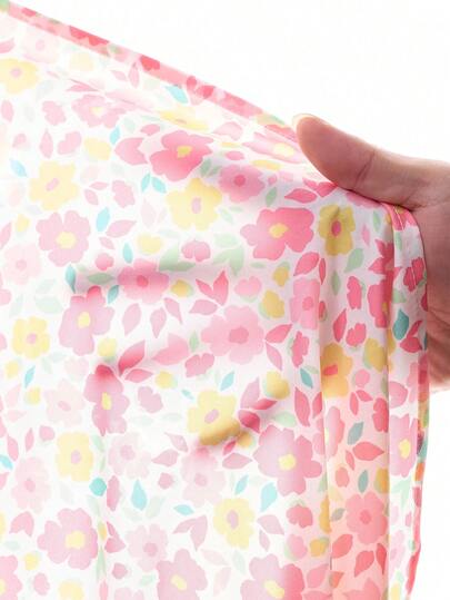 SHEIN رمضان فستان كم طويل بطبعة زهرية للفتيات المراهقات