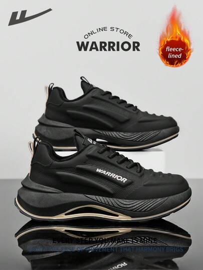 WARRIOR بوت ثلج مريحة بطراز الشارع للرجال، بوت جري مريحة للخريف والشتاء، بوت رياضية كاجوال أنيقة ومتواضعة، صالحة للارتداء طوال العام، مقاومة للتآكل والارتداء اليومي، بوت تدريب مبطنة بطبقة دافئة
