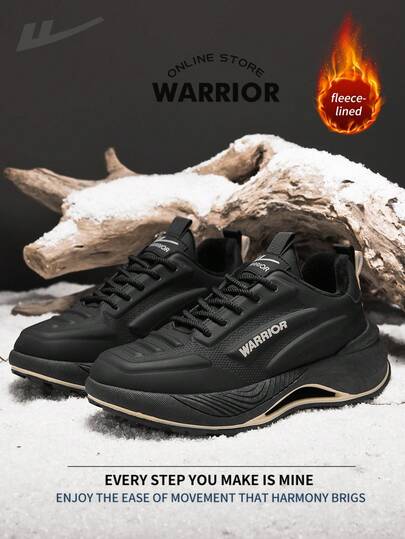 WARRIOR بوت ثلج مريحة بطراز الشارع للرجال، بوت جري مريحة للخريف والشتاء، بوت رياضية كاجوال أنيقة ومتواضعة، صالحة للارتداء طوال العام، مقاومة للتآكل والارتداء اليومي، بوت تدريب مبطنة بطبقة دافئة