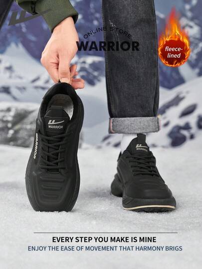 WARRIOR بوت ثلج مريحة بطراز الشارع للرجال، بوت جري مريحة للخريف والشتاء، بوت رياضية كاجوال أنيقة ومتواضعة، صالحة للارتداء طوال العام، مقاومة للتآكل والارتداء اليومي، بوت تدريب مبطنة بطبقة دافئة