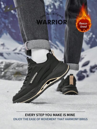 WARRIOR بوت ثلج مريحة بطراز الشارع للرجال، بوت جري مريحة للخريف والشتاء، بوت رياضية كاجوال أنيقة ومتواضعة، صالحة للارتداء طوال العام، مقاومة للتآكل والارتداء اليومي، بوت تدريب مبطنة بطبقة دافئة