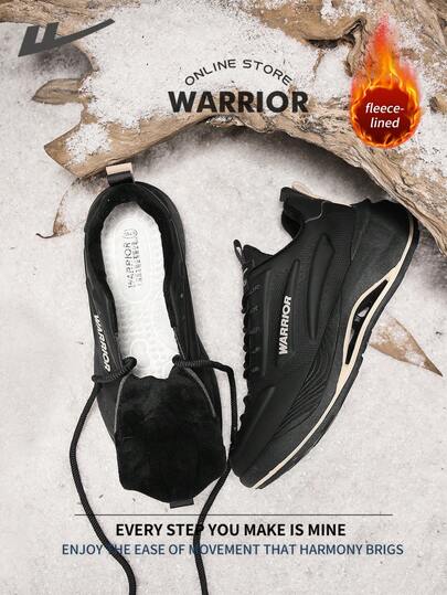 WARRIOR بوت ثلج مريحة بطراز الشارع للرجال، بوت جري مريحة للخريف والشتاء، بوت رياضية كاجوال أنيقة ومتواضعة، صالحة للارتداء طوال العام، مقاومة للتآكل والارتداء اليومي، بوت تدريب مبطنة بطبقة دافئة