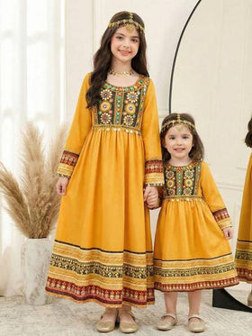 SHEIN فستان متوسط الطول مطبوع للفتيات المراهقات