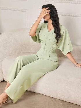 Modelyn جمبسوت نسائية جديدة عصرية مرصعة بشكل كثيف بالراين