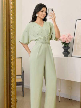 Modelyn جمبسوت نسائية جديدة عصرية مرصعة بشكل كثيف بالراين