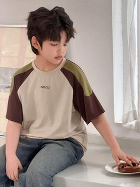 Dazy Kids قميص تي شيرت فضفاض بأكمام راجلان مطبوع عليه حرف للأولاد المراهقين، ملابس كاجوال للصيف والتنقل اليومي، موضة الشارع الربيعية